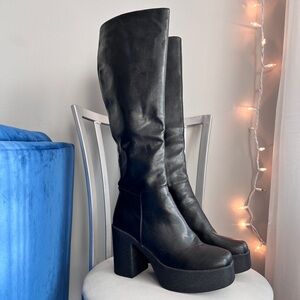 lamoda wide calf platform knee high boots — slick nicks 🖤